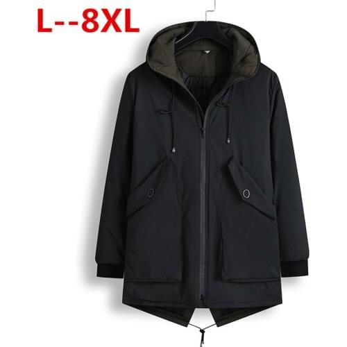 8XL 6XL 5XL Parka Men Thick Vevlet Warm Inside Mens Winter Jacket Cotton-padded Male Hooded Coats Man Windproof Outerwear