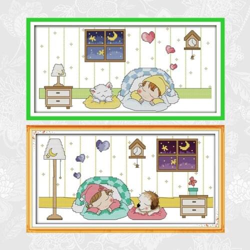 Missing you tonight Cross Stitch kits Cartoon Pattern Printed Canvas DMC Embroidery Sets DIY Handmade Cross-stitch Needlework