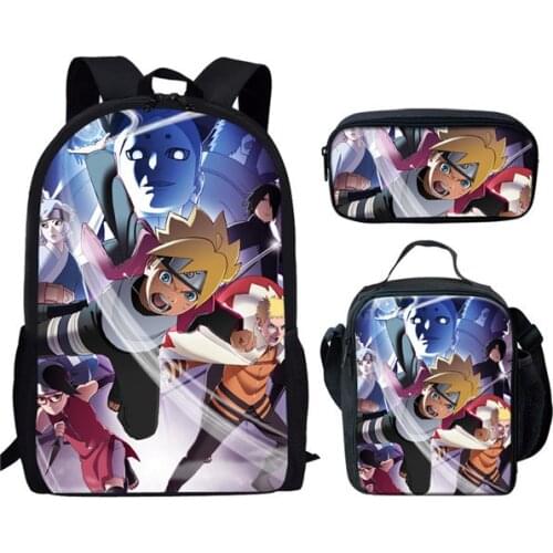 3pcs Naruto Children School Bag Printed Shoulder Bag Anime Pencil Case Boy Waterproof Bag Girl Backpack Waterproof Shoulder Bag