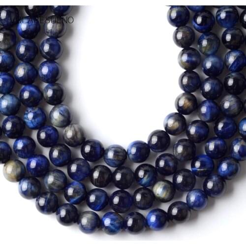 Natural Stone Lapis Blue Tiger Eye Stone Round Beads Spacer Loose Beads For Jewelry Making 6/8/10mm Diy Bracelet Necklace15"