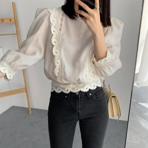 2020 New spring Vintage white Shirt female Oversize Tops Women lace Girls Blouse Summer New Women Blouses femme Blusas