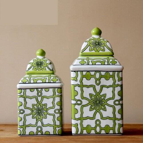 New Chinese Jingdezhen Ceramics pot Square Vase Ornaments Model Rooms Tv Cabinets Furnishings And Decorations porcelain jar