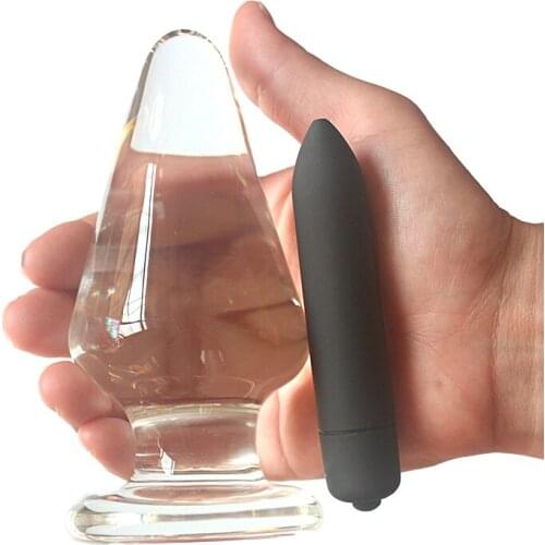 6cm Huge Glass Anal Butt Plug Pyrex Crystal Glass Dildos Anal Beads Vaginal Ball Large Anal Plug Sex Toys for Men / Women / Gay