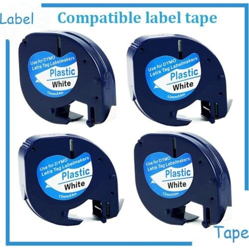 30pcs/lot DYMO Letratag plastic tape 12mm black on white LT 91201 91221 91331 59422 for dymo LT printer FREE SHIPPING