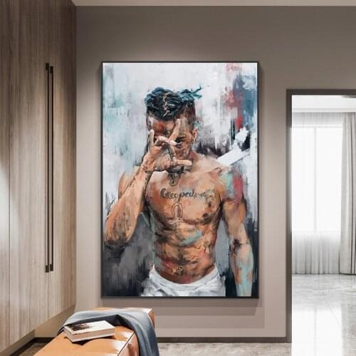 Portrait Art Painting Canvas Prints on Canvas Posters and Prints Wall Cool Tattoos Man Picture for Living Room Home Decor