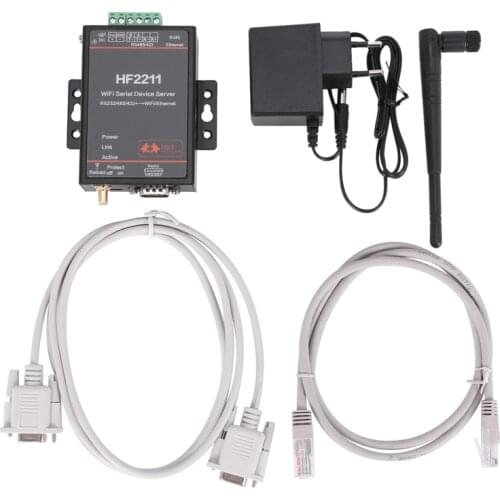 HF2211 WiFi Serial Device Server RS232/RS485/RS422 Serial Port to WiFi Ethernet Converter Module-EU Plug