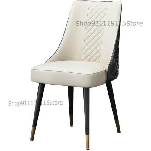 Postmodern Nordic Luxury Dining Chair Family Solid Wood Hotel Dining Table Chair Leisure Restaurant Simple Leather Back Stool