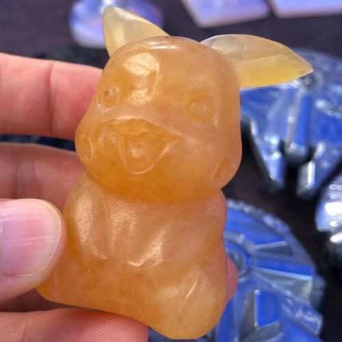 1PC Natural Crystal Mineral Stones And Quartz Crystals.Sculpt By Hand.Home Decor and Gifts.Reiki Heals Statue Pikachu