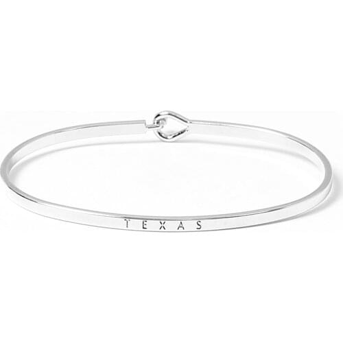 Simple TEXAS Letters Bangle Fashion Jewelry Silver Rose Gold Color Cuff Bracelets & Bangles For Women Man Party Lovers' Gift