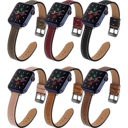 Watchband Leather Vintage Belt Metal Buckle Watch Strap for Apple Watch SE Series 6 5 4 3 2 1 Band 44mm 40mm 42mm 38mm Wristband