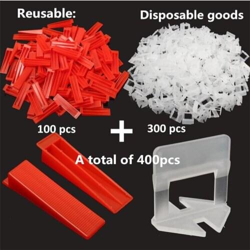 400pcs Tile Leveling System 300 Clips With 100 Wedges Plastic Spacers Tiling Tool Plastic1.0 mm Gap Prevent displacement