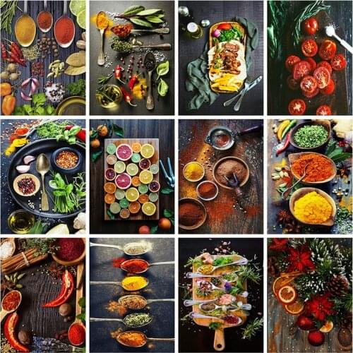 Modern Grains Spices Spoon Peppers Canvas Painting Nordic Posters and Prints Wall Art Pictures for Kitchen Living Room Decor
