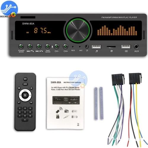 SWM-80A 1 DIN Car Radio Dual Screen Bluetooth Multimedia MP3 Player AUX/USB/FM stereo 12V Car Audio Player Car Electric Audio
