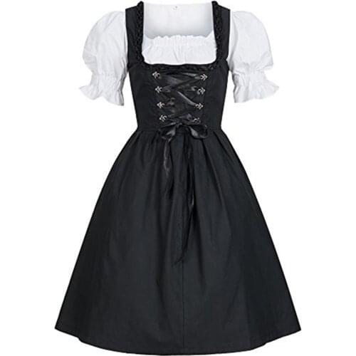 Germany Tradition Costume Bavarian Dirndl Dress with Apron Women Oktoberfest Costume Party Dirndl Maid Peasant Dress