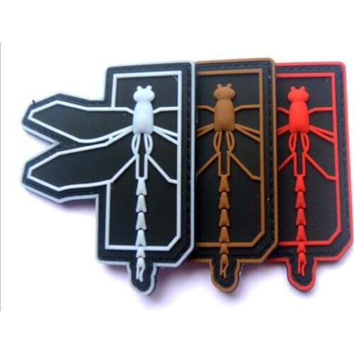 PVC dragonfly Embroidered Applique Tactical Morale Backpack Three Color Optional Badge Moral Military Armband Rubber Patch Badge