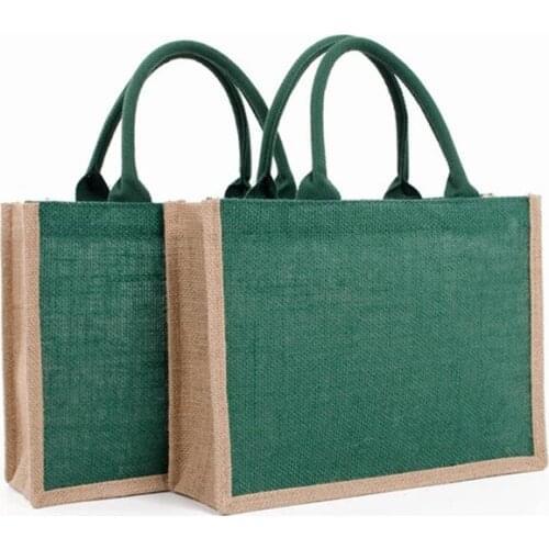 Women Jute Burlap Tote Bag Large Reusable Grocery Bags with Handles Swag Shopping Handbag Beach Travel Storage Organizer