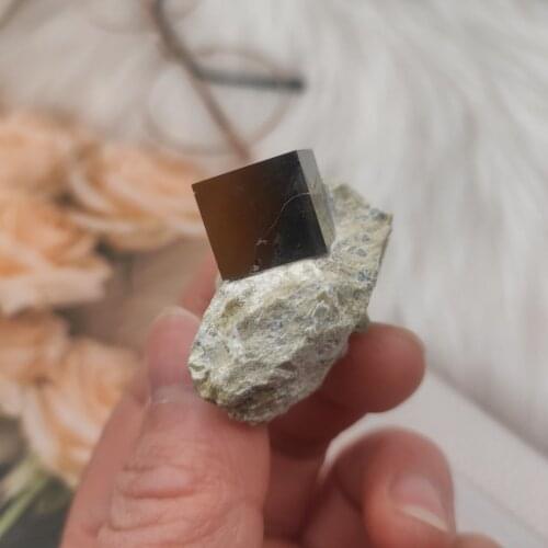 1pcs INCREDIBLE DISPLAY__LARGE Lusterous Pyrite Cubes on Matrix__Navajun Mine , Spain