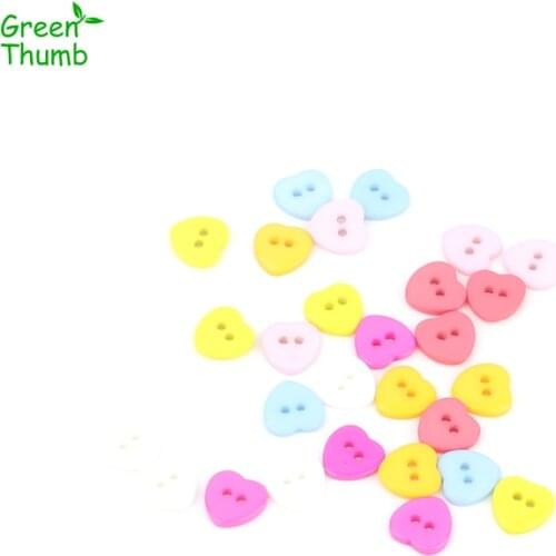 1000pcs Green Thumb Colored 2-Holes Buttons High Quality Love Heart-Shaped Resin Button for Shirt Sweater DIY Material