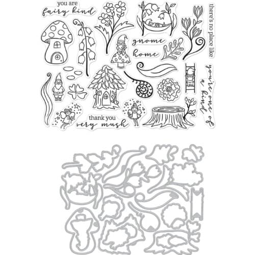 69HC 2 Pcs Mushroom House Christmas Elf Carbon Steel Cutting Dies DIY Scrapbooking Photo Album Embossing Paper Cards Making