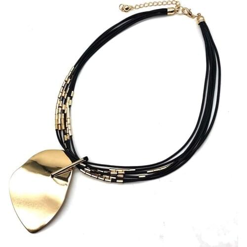 2020 Vintage Leather Necklaces Women Choker Necklace Geometric Jewelry Punk Style Fashion Leather Jewellery Bohemia Style