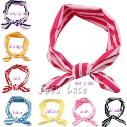 50pcs/Set Hair Accessories Printed Color Bow Headwrap-Soft Fabric Striped Elastic Headbands Strecth Headwraps