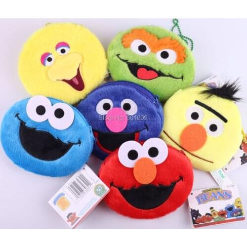 6 Styles Sesame Street Cookie Monster Elmo Bert Big Bird Grover Oscar 14*10CM Plush Doll Bag Soft Gift ZYTJ