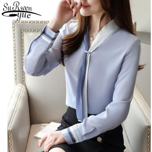 Blusas Mujer De Moda 2021 Vintage Long Sleeve Chiffon Tops Solid Loose Women Tops and Blouse Elegant Autumn Clothing 7188 50