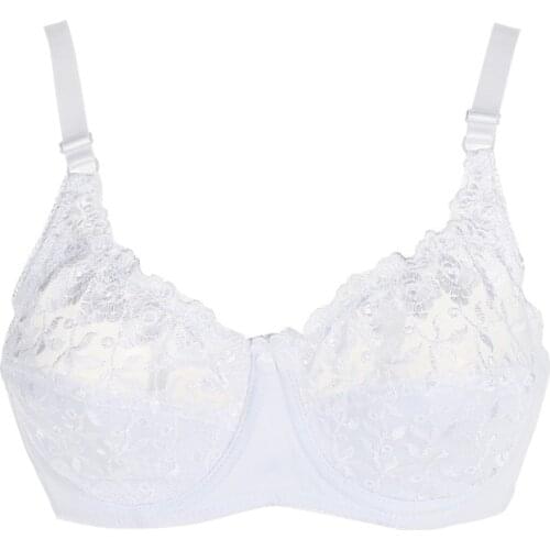 Big Size 38-48 C D Sexy Black White Lace Mesh Bra Women Sexy Lingerie Embroidery Lace Bralette Deep U Plunge Push Up Brassiere