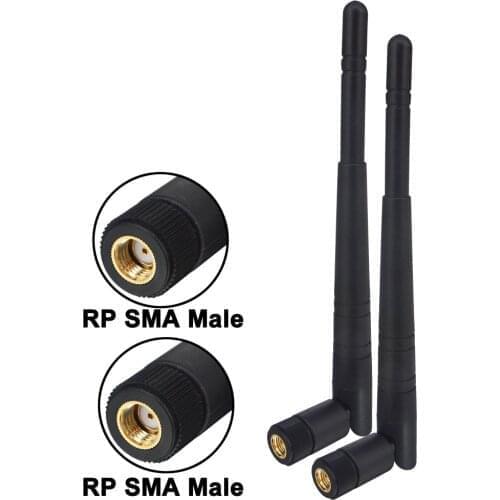 2pcs 8dbi Dual band WIFI Antenna 2.4G 5g 5.8G RP SMA Male/SMA Male Universal Antennas Amplifier WLAN Router Antenne Booster