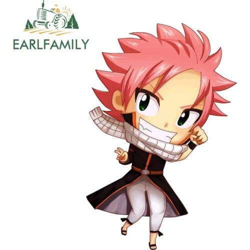 EARLFAMILY 13cm x 8.6cm Anime Car Sticker for Fairy Tail Natsu Car Assessoires Scratch-Proof Sunscreen Decal Graffiti Decoration