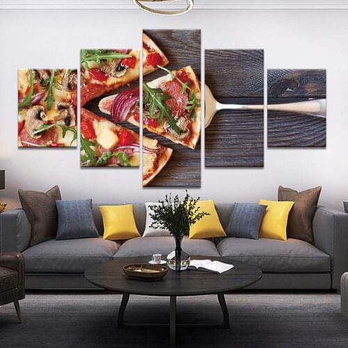 Pizza Food Canvas Painting Wall Picture for Restaurant Kitchen Decoration Wall Art Posters and Prints Five-Piece Set Home Decor