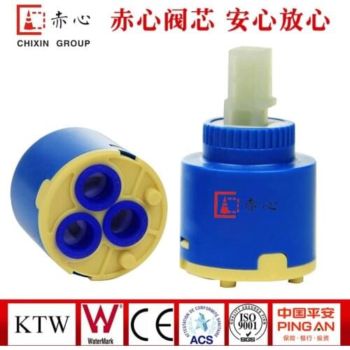 Professional production spool 40mm flat feet three holes split spool hot and cold water ceramic spool faucet accessories