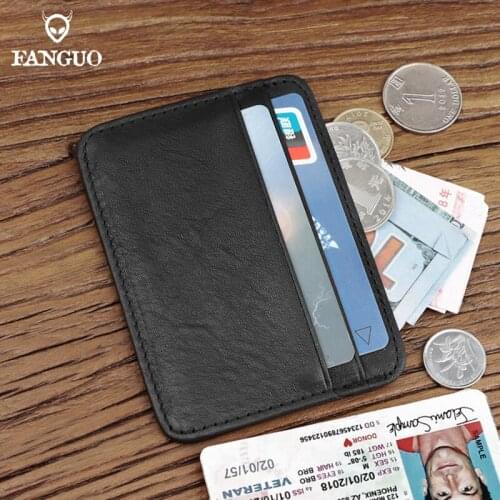 Card Wallet Genuine Leather Bank Credit Cards Business ID Card Holder Bag Portable Organizer Slim Coin Purse For Women, Men