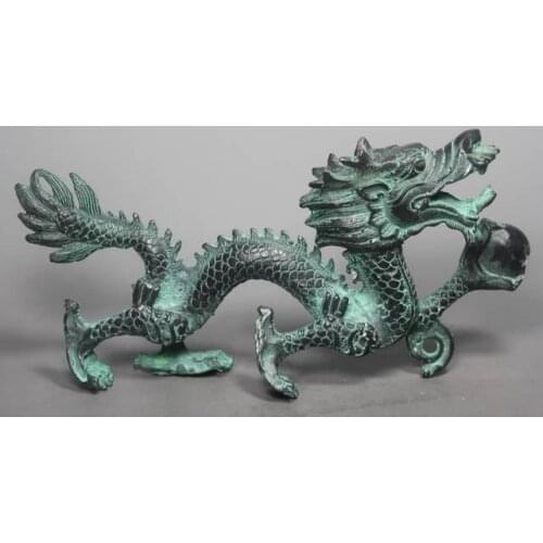 Copper Brass craft Collection Chinese Folk Old BRASS Handwork Dragon Statue