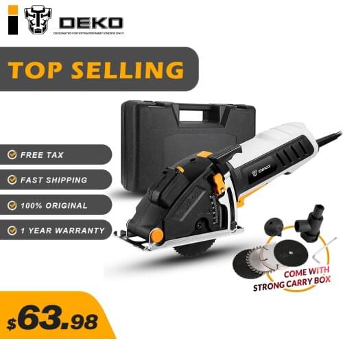 DEKO DKMS85Q1 Mini Circular Saw Power Tools with Laser, 4 Blades, Dust passage, Allen key, Auxiliary handle Precise Cuts