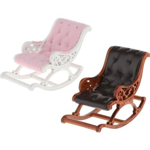Dollhouse 1:12 Scale Miniature Wooden Rocking Chair Handmade Mini Furniture