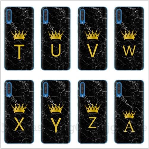 Custom name Letter Monogram Black Marble Gold crown Soft Phone Case For Samsung A10 A20 A30 A40 A50 A60 A70 A80 2019 Cover Cases