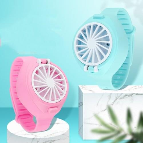 Portable Watch Fan USB Mini Personal Air Cooling Fan Student Wrist Fan Blue