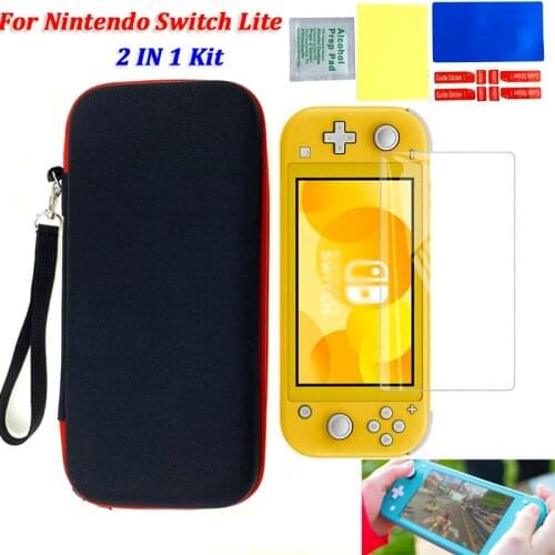 Portable Hard Protective Shell Cover Case for Nintendo Switch Lite Carry Pouch Bag for Switch Mini Lite Accessories+Tempered Gla