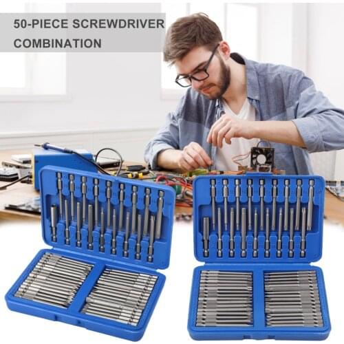 50Pcs 75mm Screwdriver Bit Set Super Long Chrome Vanadium Steel Plum Star Hexagon Phillips Torx Tools Set Professional Multitool
