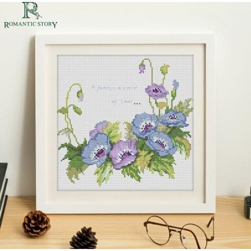 Romantic Story Cross Stitch Set DIY Beginners Needlework Embroidery Happy flower for Cross-stitch kits