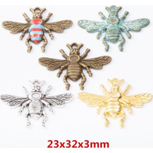 Mix 12 pcs zinc alloy Bee dripping oil pendant pendant DIY fashion bracelet jewelry accessory 7523-7524