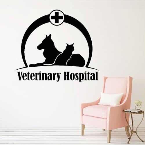 Veterinary Hospital Vinyl Wall Stickers Veterinary Clinic Decoration Grooming Salon Shop Decals Dog Cat Sticker Home Decor Z188