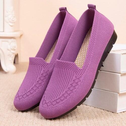 2021 New Old Beijing Craft Cloth Shoes Womens Net Shallow Mouth Comfortable Breathable Polyurethane Flat Shoes