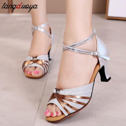 Women Latin dance shoes new brand girls womens ballroom tango salsa dance shoes 5.5cm Dancing Shoes Heeled