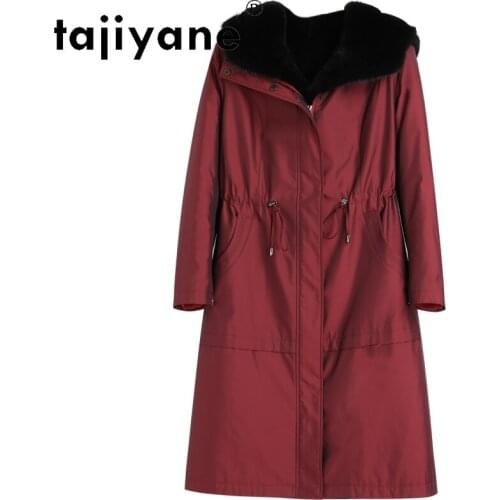 Tajiyane Woman Coat Real Rex Rabbit Fur Lining Womens Natural Mink Fur Collar Hooded Parkas Female Thick Clothes Abrigo TN221