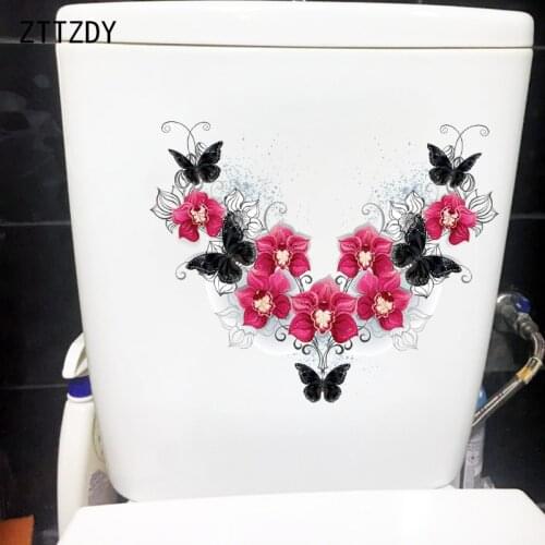 ZTTZDY 26.5CM×21.5CM Modern Art Bathroom Toilet Decoration Black Butterfly Classic Home Wall Stickers T2-0811