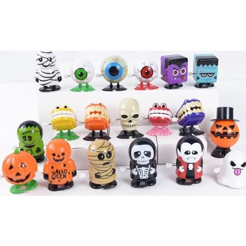 1pcs Childrens Clockwork Toys Novelty Skull Zombie Pumpkin Clockwork Walking Jumping Funny Toys Christmas Halloween Party Gifts
