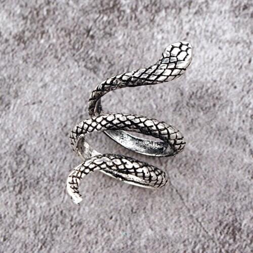 1Pcs European Personality Vintage Metal Snake-shaped Index Finger Ring Punk Wind Cool Opening Adjustable Ring Jewelry R158-2