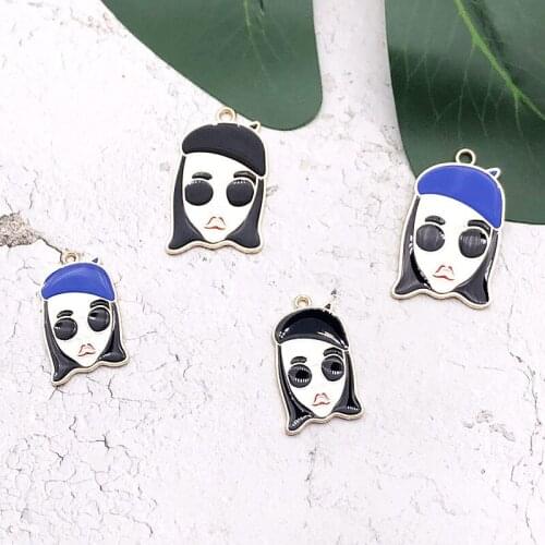 10pcs Cool Girls Enamel Alloy Charms Drop Oil Cartoon Female Avatar Pendants Floating DIY Earring Necklace Jewelry Accessory FX489